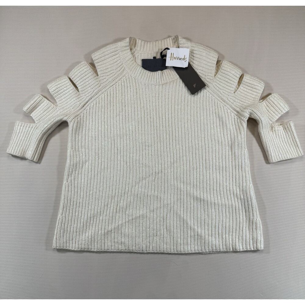 Zoe Jordan x Harrods Wool Cashmere Sweater XS Cream Cutout Sleeve £335 NWT